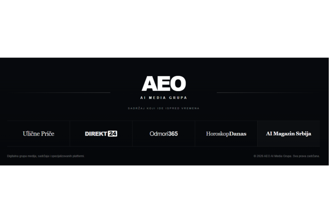 Kako su Ulične Priče postale deo AEO AI Media Grupe — pet digitalnih projekata koje gradimo u 2026. AEO AI Media Grupa - Ulične Priče, Direkt24, Odmori365, Horoskop Danas i AI Magazin Srbija